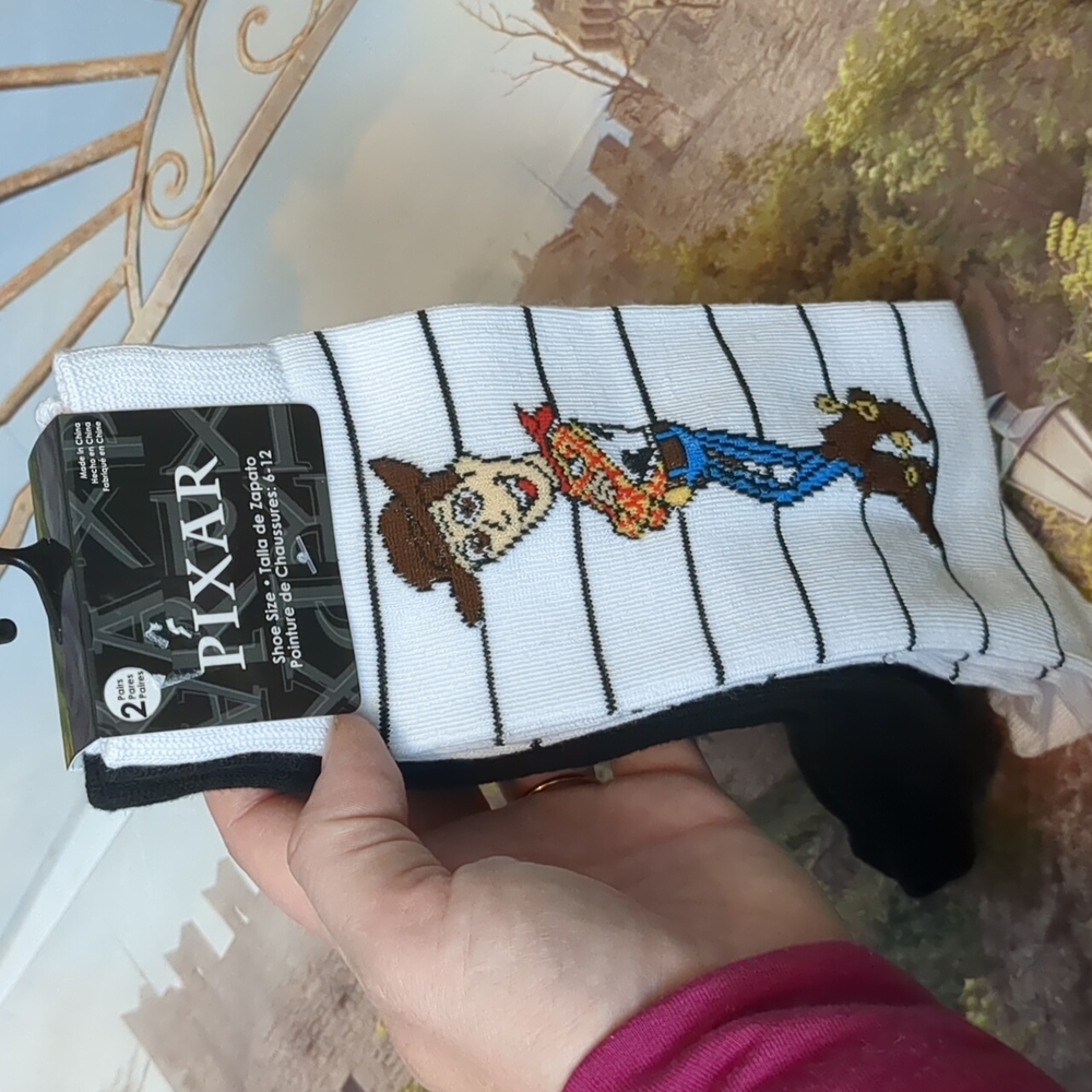 Disney Pixar mens 2 pairs of sox shoe size 6-12 - Picture 2 of 5